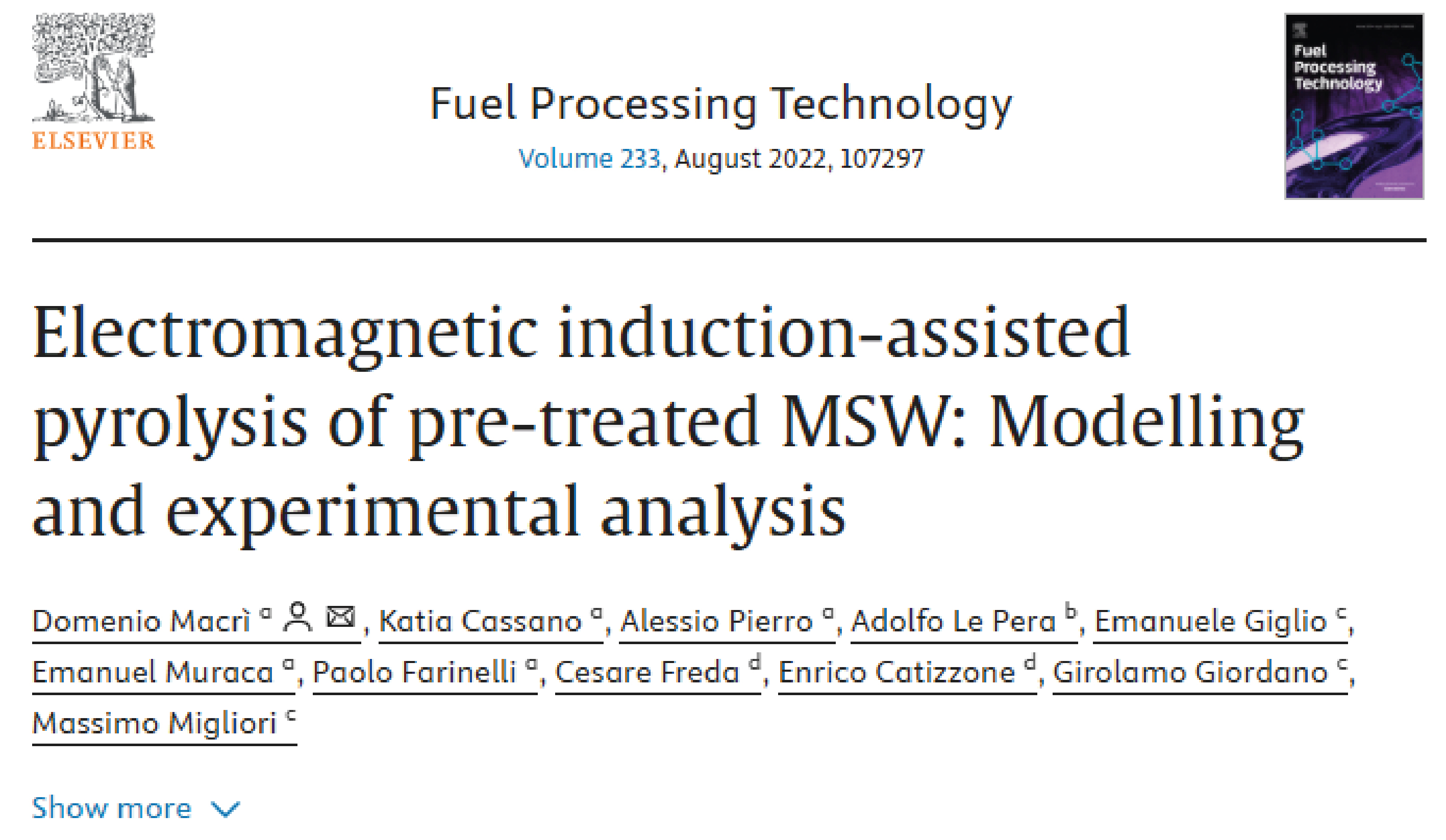 Fuel Processing Technology - 2022
